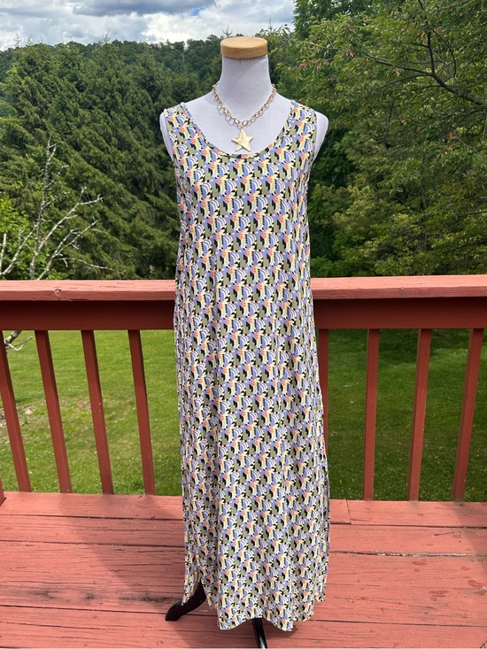 Flax Dresses & Skirts - Flax Vintage Multicolor Geometric Scoop-Neck Maxi Dress